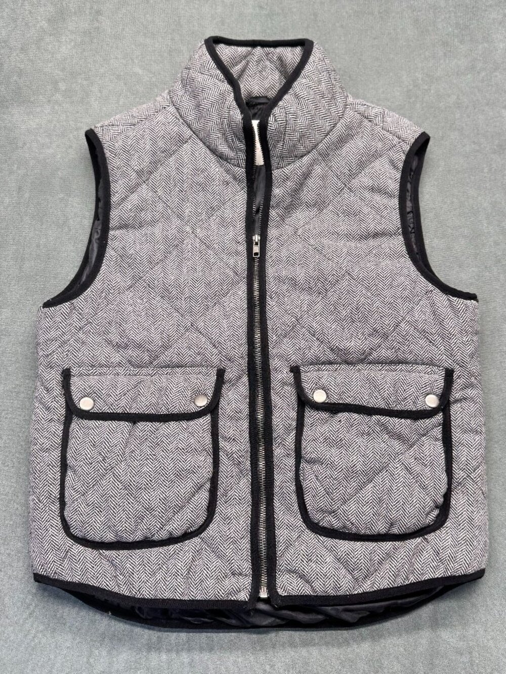 Altard State Quilted Wool Blend Vest Womens Medium Herringbone Zip Up Puffer